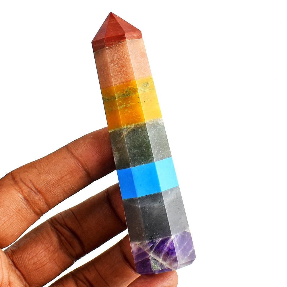 Genuine 300.Cts Seven Chakra Healing Point/Tower